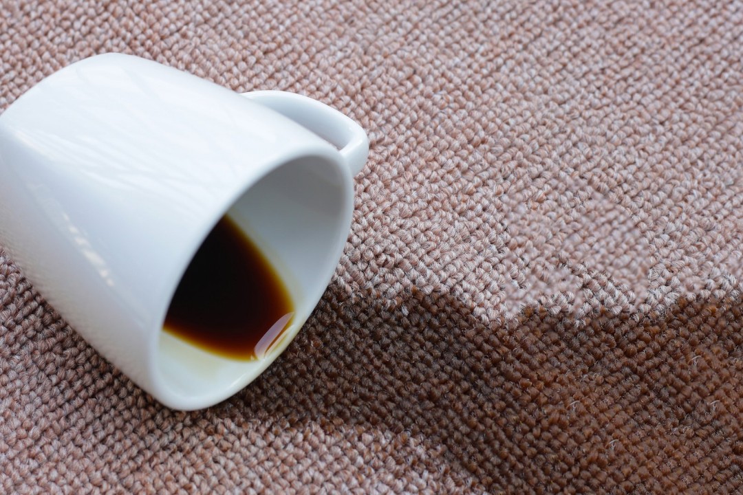 Coffee stain on a carpet.