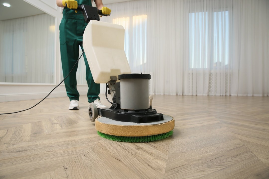 Professional hardwood floor cleaning after pet damage