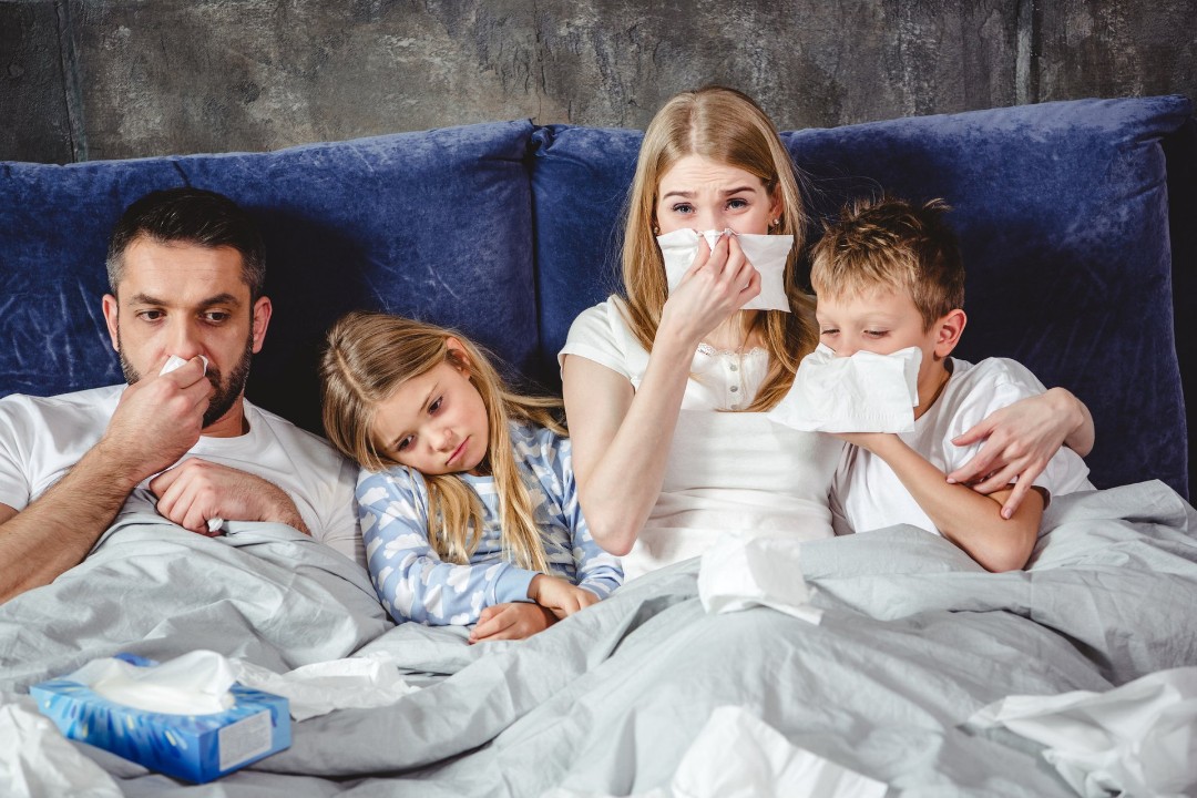 Family feeling sick from allergens and poor indoor air quality